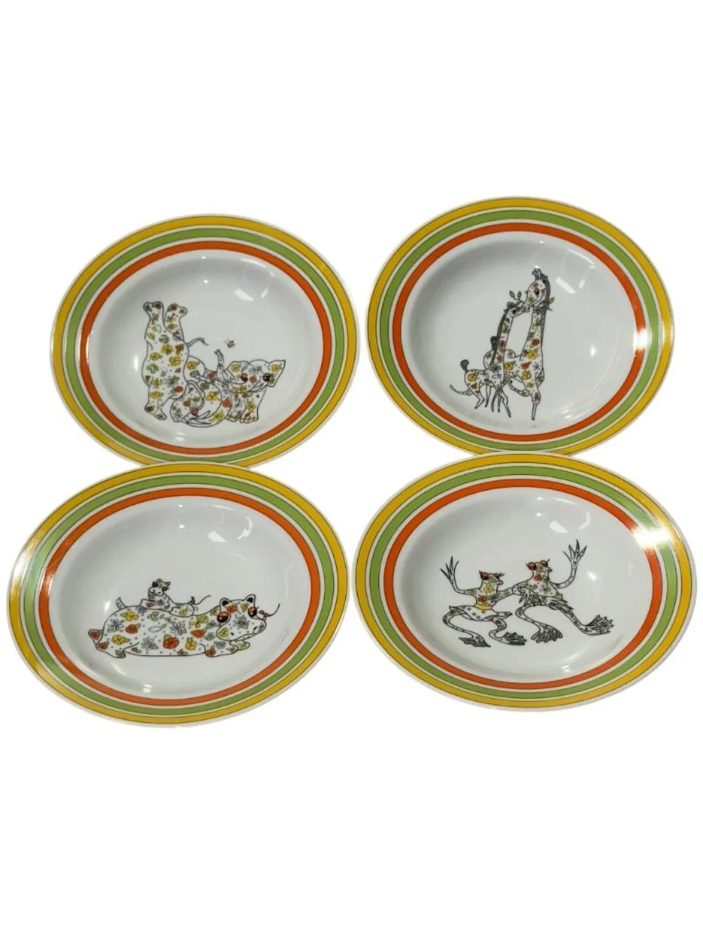 Set Of 4 Zoophisticates By Gant Gaither Bowls Animal Design Porcelain 8.25 Inch